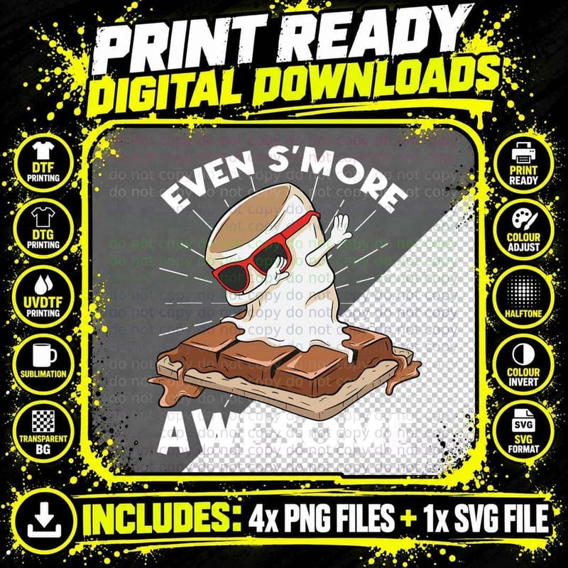 Even S'more Awesome Dab Camping Boy Dabbing Smores Png SVG Digital Bundle