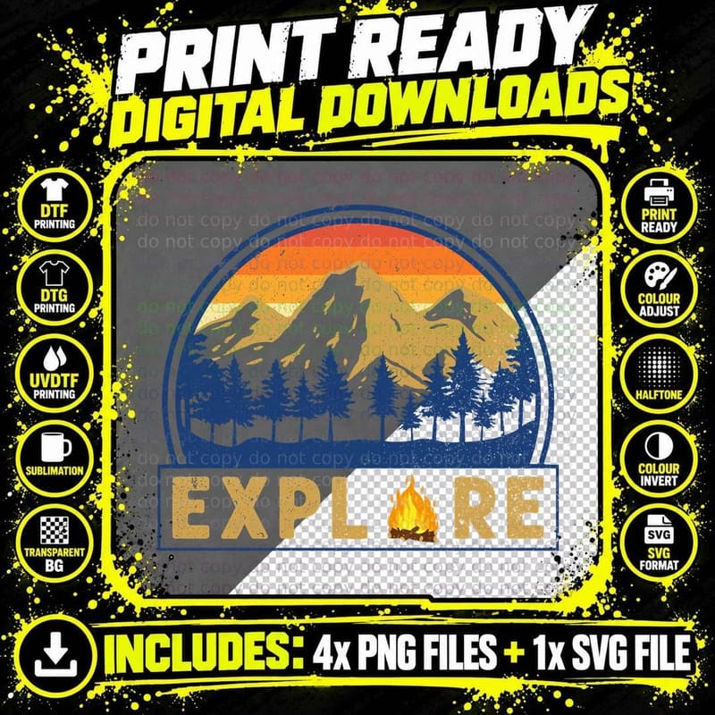 Explore T-Shirt, Adventure Camping, Nature Lovers Png SVG Digital Bundle