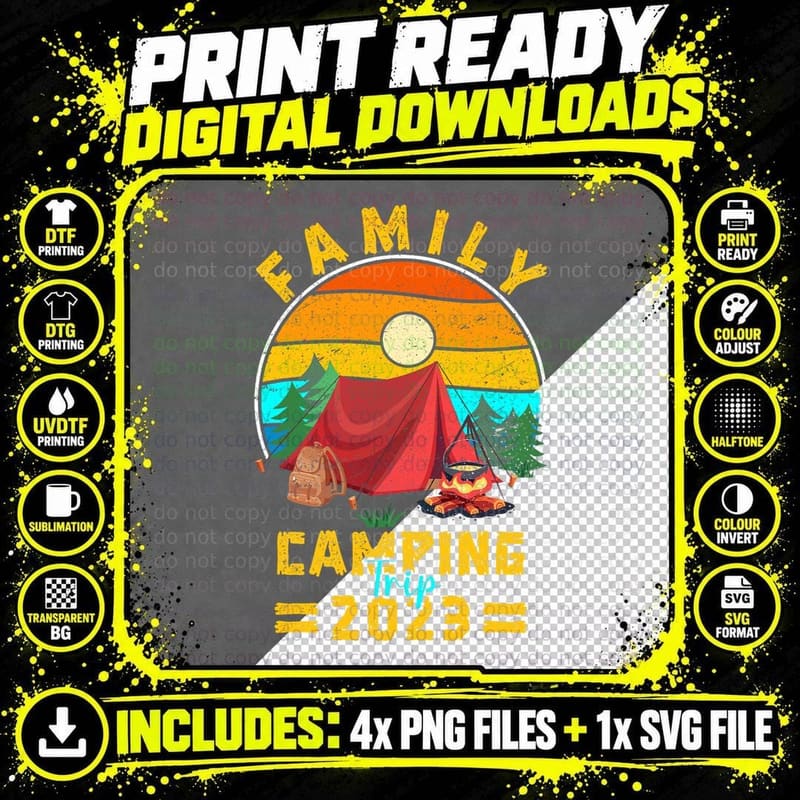 Family Camping Trip Retro Reunion Cousin Crew Matching Png SVG Digital Bundle