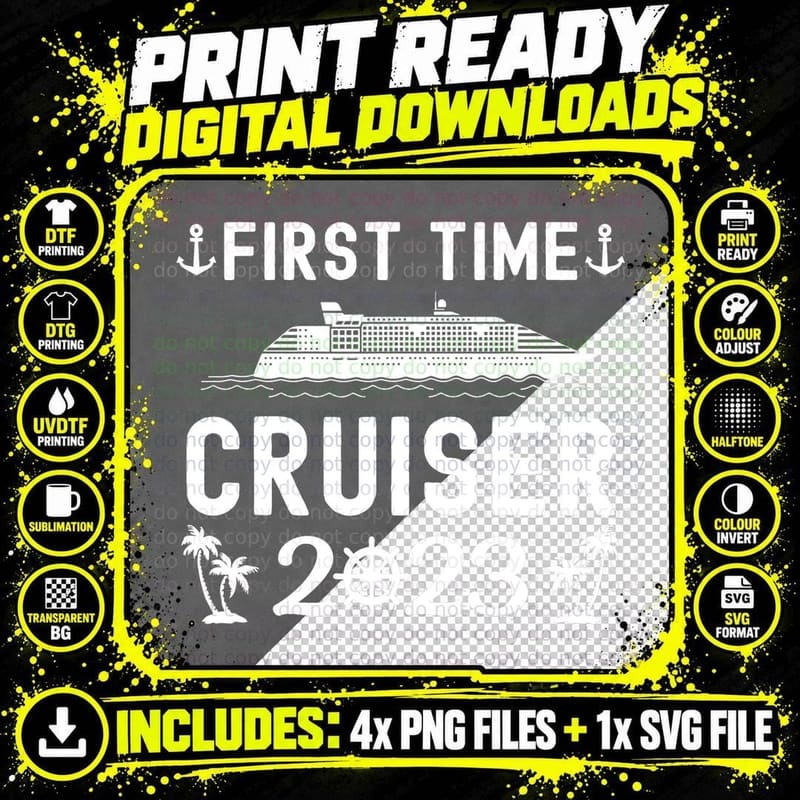 First Time Cruiser T-Shirt, Nautical Adventure Style Png SVG Digital Bundle