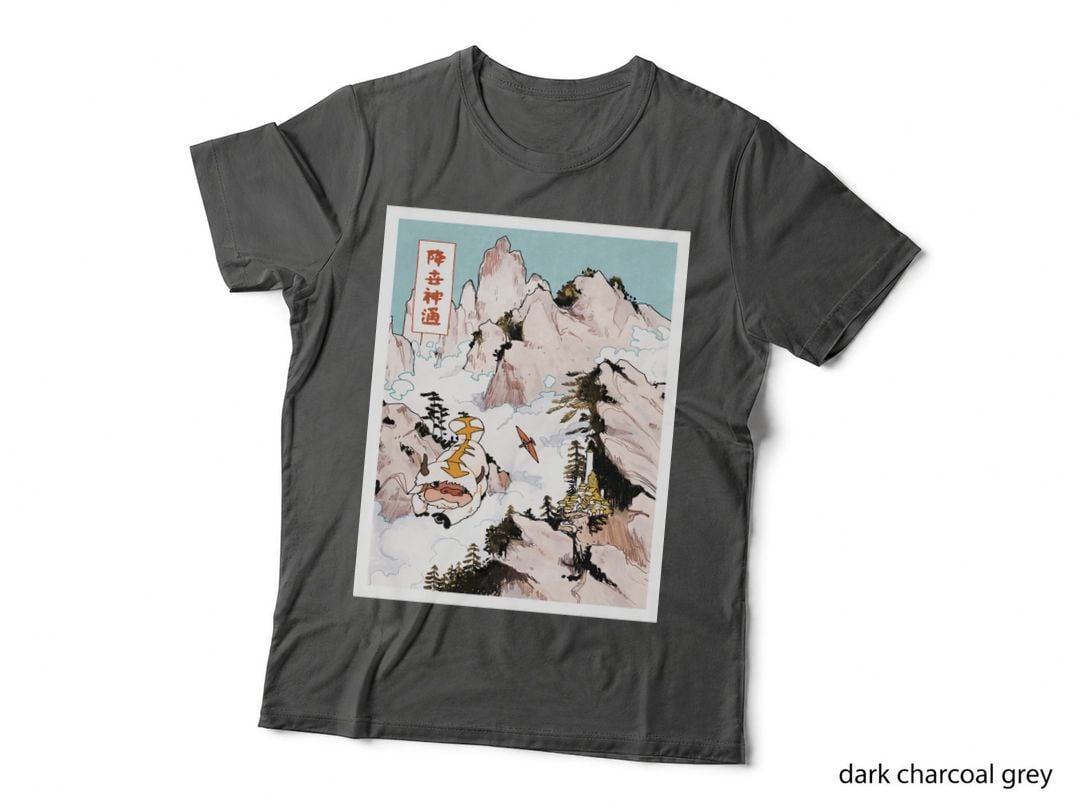 Flying Sky Bison Ukiyo-E Mountain Scene, Japanese Fan Art T-Shirt