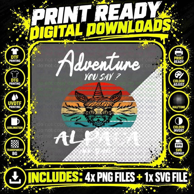 Funny Adventure You Say Alpaca My Bags Vintage Gift Idea Png SVG Digital Bundle