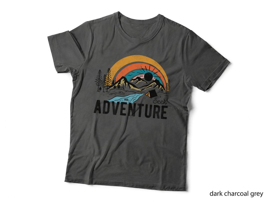 Funny Seek Adventure Sunny Mountains Camping Retro Rainbow T-Shirt