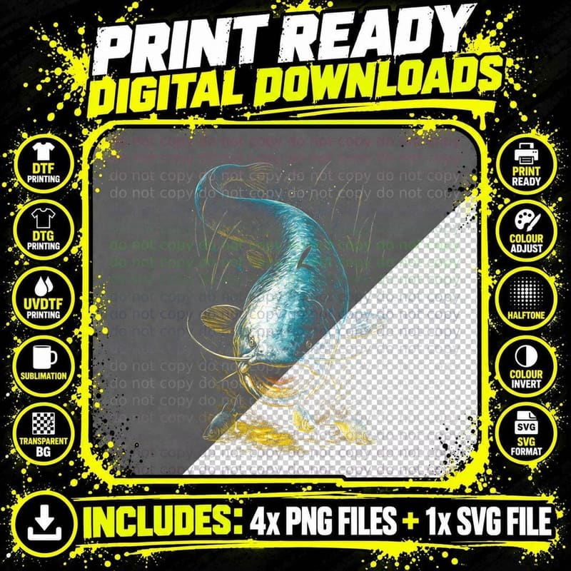 Giant Subaquatic Fish T-Shirt, Underwater Adventure Png SVG Digital Bundle