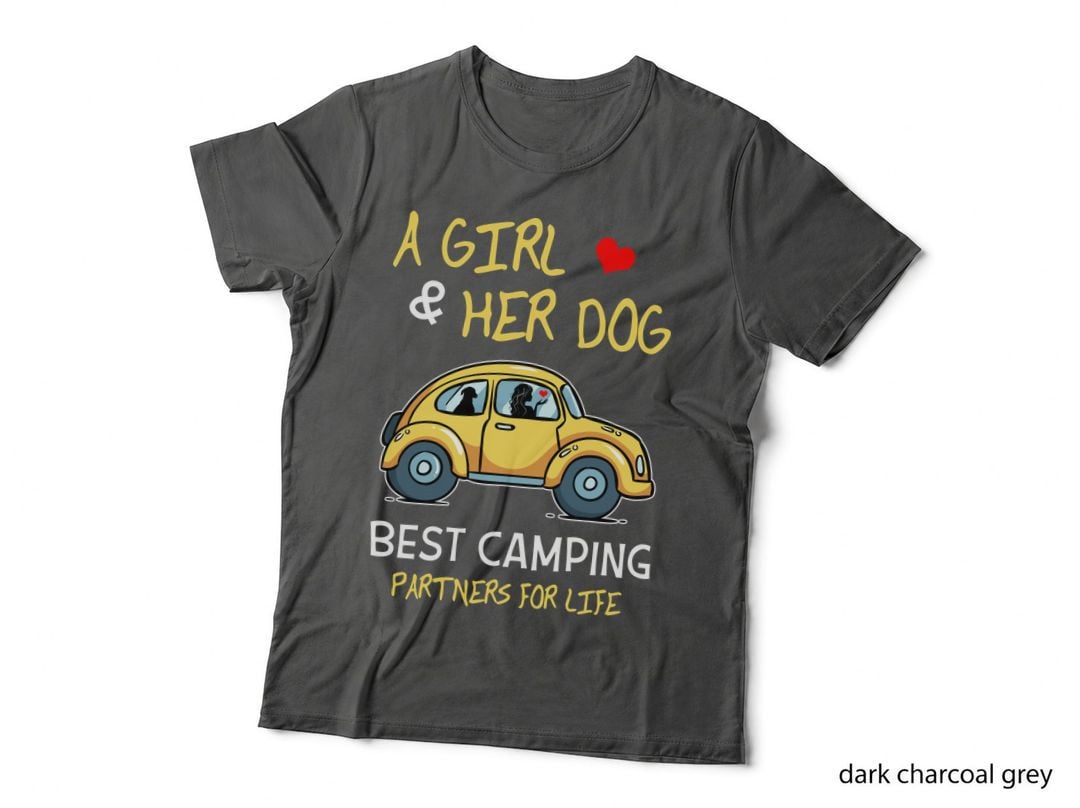 Girl and Her Dog Camping Partners T-Shirt, Camping Adventure