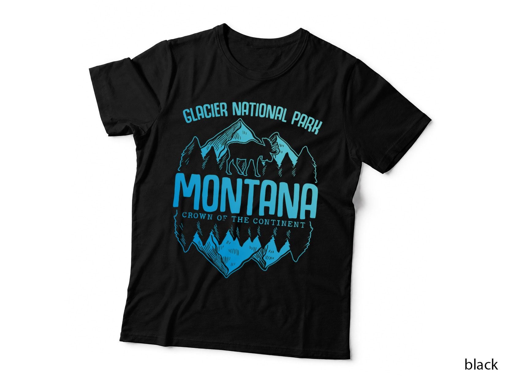 Glacier National Park Montana Moose Hiking Camping Souvenir T-Shirt