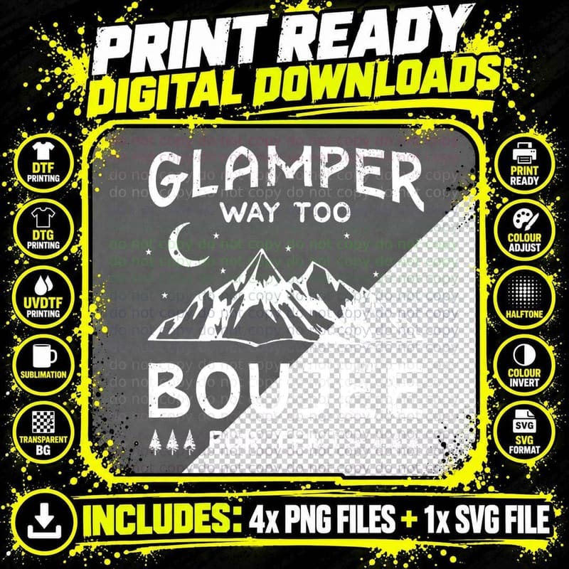 Glamping Luxury Glamper Boujee Tents Camper Camping Png SVG Digital Bundle