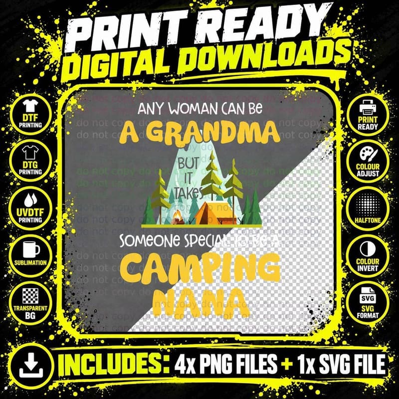 Grandma Camping Nana T-Shirt, Camping Adventure Style Png SVG Digital Bundle