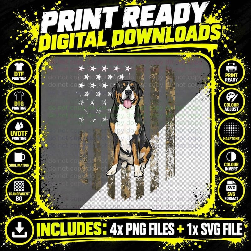 Greater Swiss Mountain Dog T-Shirt, Animal Lover Apparel Png SVG Digital Bundle
