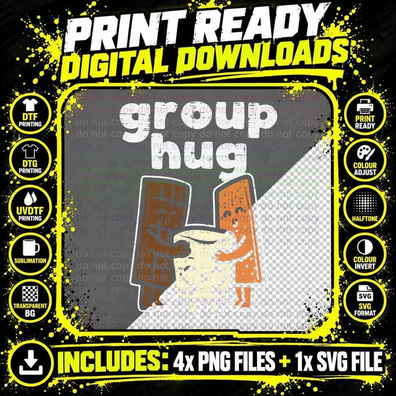 Group Hug Marshmallow Smore Funny Camping Pun Camper Png SVG Digital Bundle