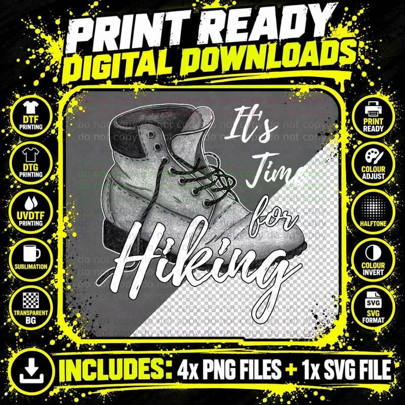 Hiking Boots T-Shirt, Outdoor Adventure Style Png SVG Digital Bundle