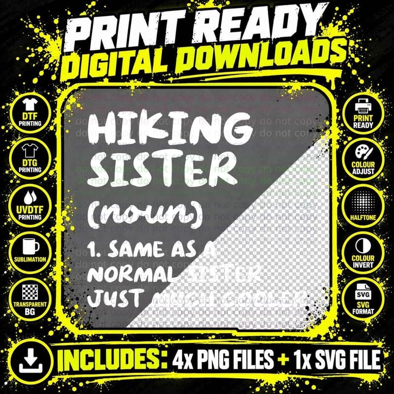 Hiking Sister Definition T-Shirt, Funny Sarcasm Png SVG Digital Bundle
