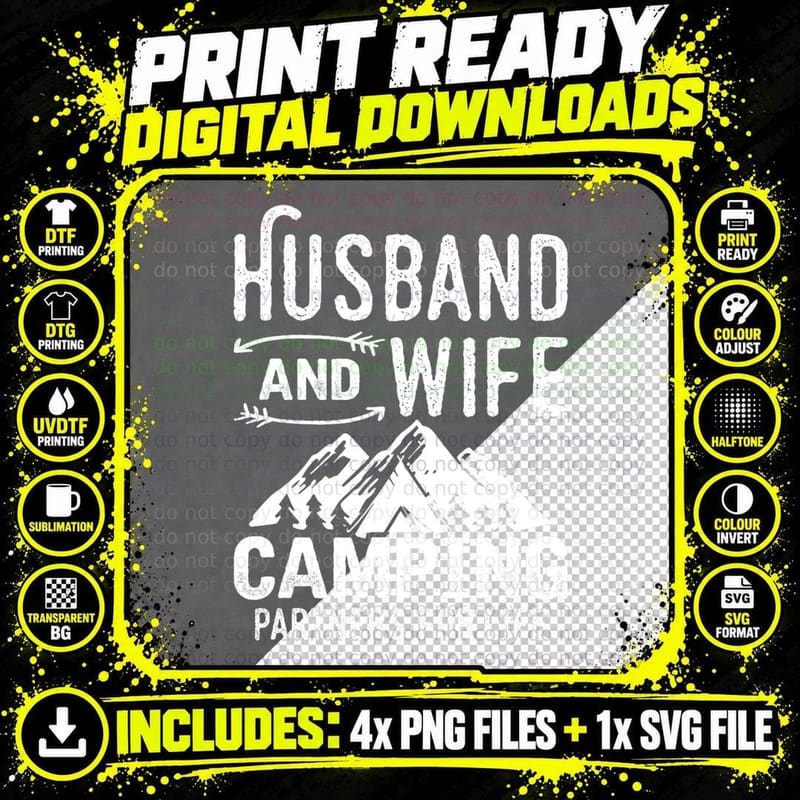 Husband and Wife Camping Partner for Life T-Shirt Png SVG Digital Bundle