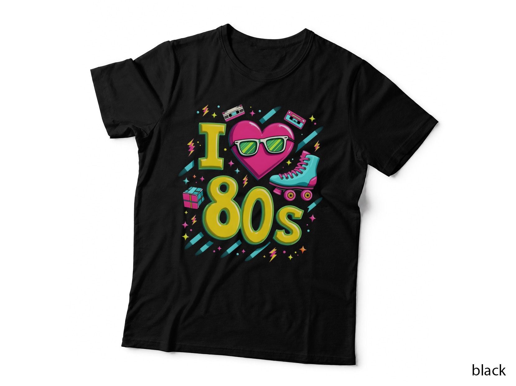 I 80s Retro 80s Themed Roller Skate Cassette T-Shirt