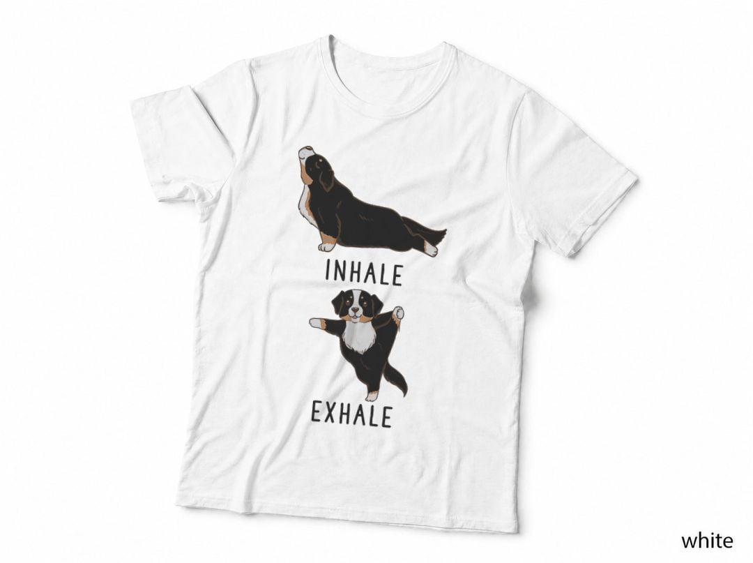Inhale Exhale Bernese Mountain Dog Yoga T-Shirt, Yoga Apparel