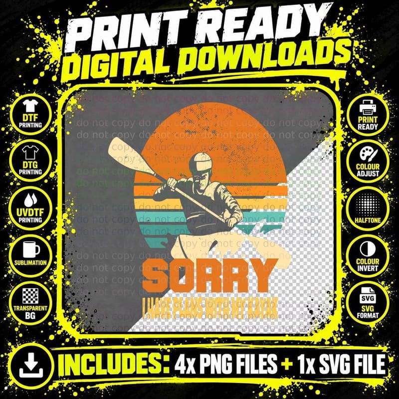 Kayaking Boating Kayaker Apparel Kayak Lovers Surf Png SVG Digital Bundle