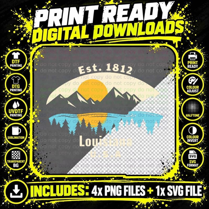 Louisiana Mountain Nature Sunset River Camping Hiking Png SVG Digital Bundle