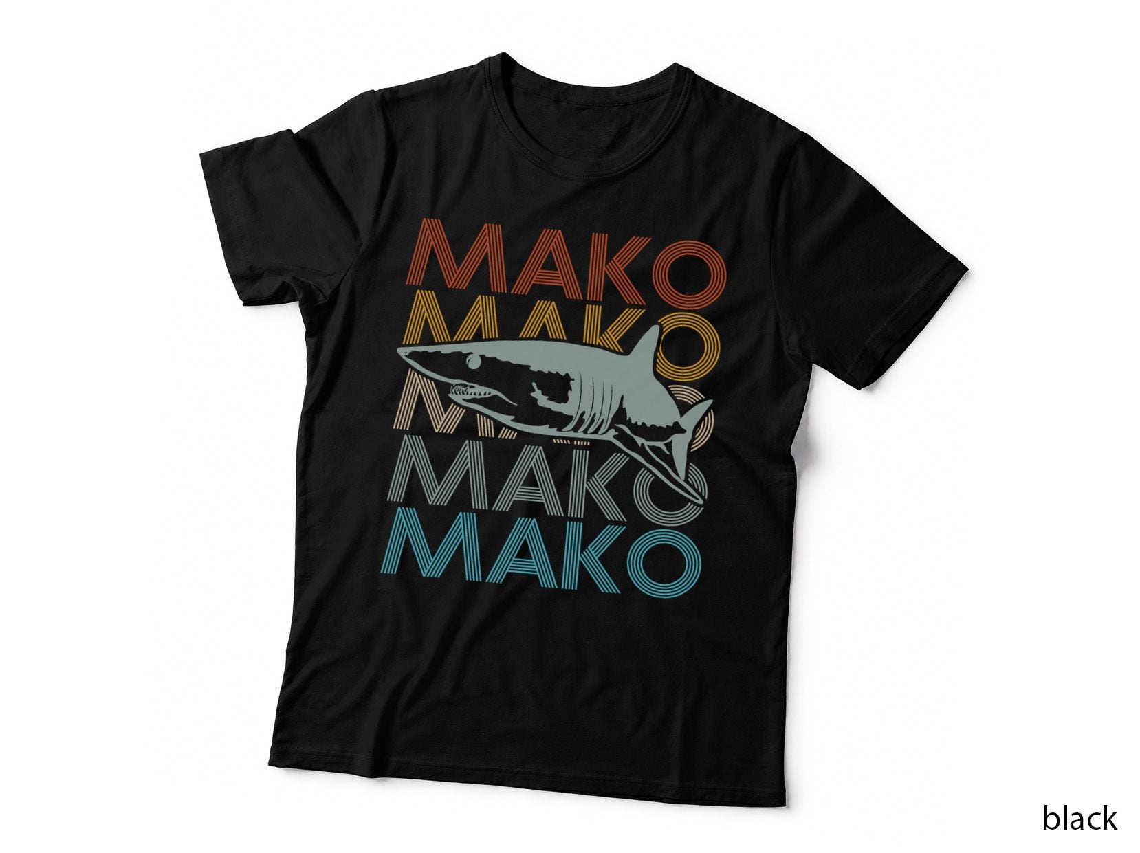 Mako Shark Diver T-Shirt, Retro Surf Style, Ocean Adventure Apparel