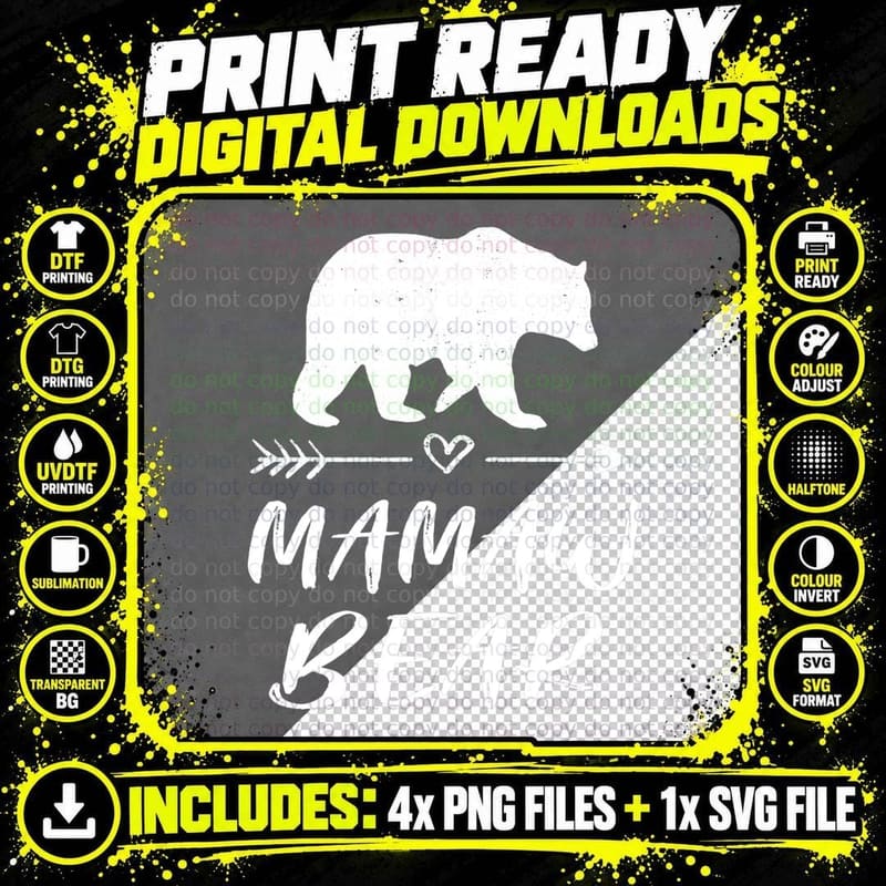 Mamaw Bear T-Shirt, Matching Family Mama Bear Png SVG Digital Bundle
