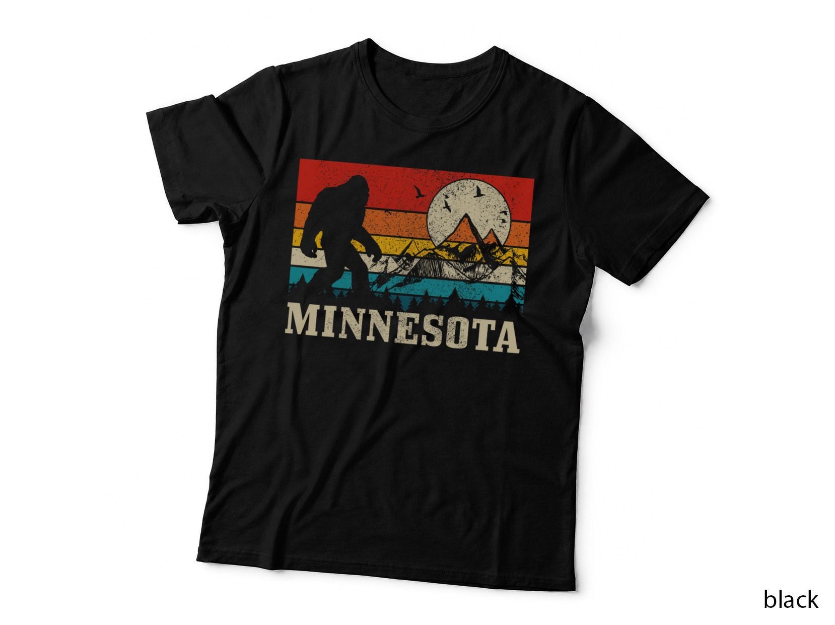 Minnesota Bigfoot Vintage Mountains Hiking Camping Gift T-Shirt