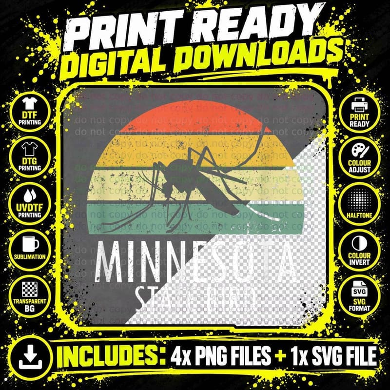Minnesota Mosquito State Bird Funny Camping Outdoors Png SVG Digital Bundle