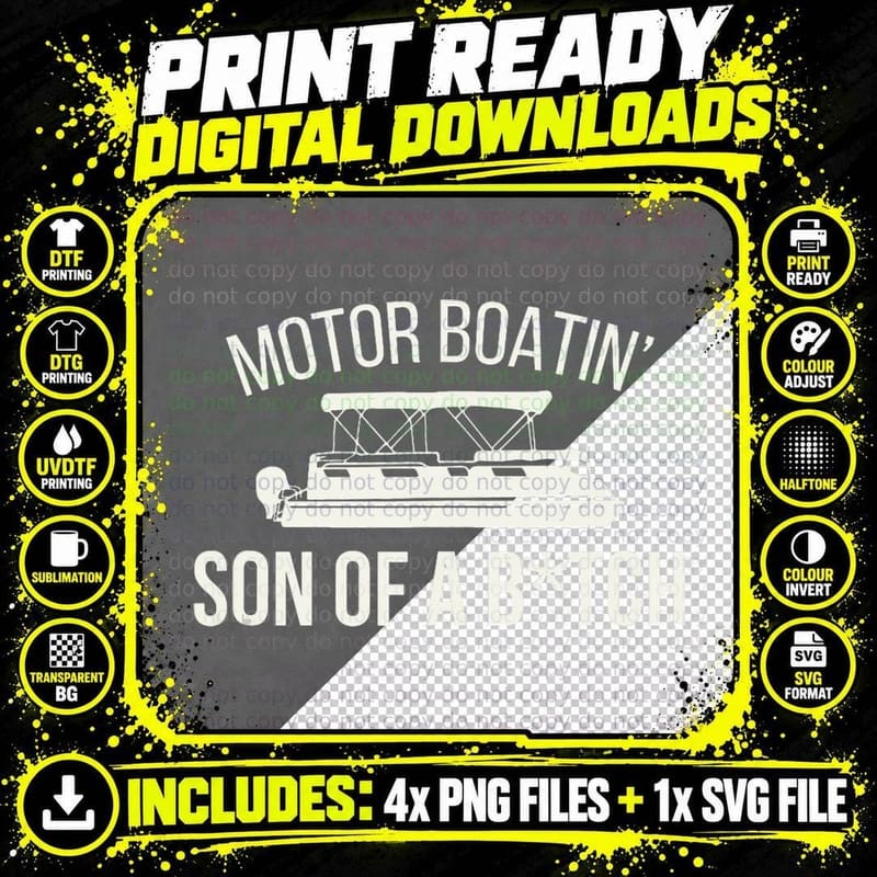 Motor Boatin' Son of a B.tch Funny Boat Camping Adult Png SVG Digital Bundle