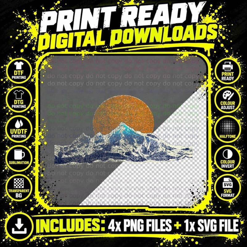 Mountain Hiking and Camping Sunset Scene Shirt T-Shirt Png SVG Digital Bundle