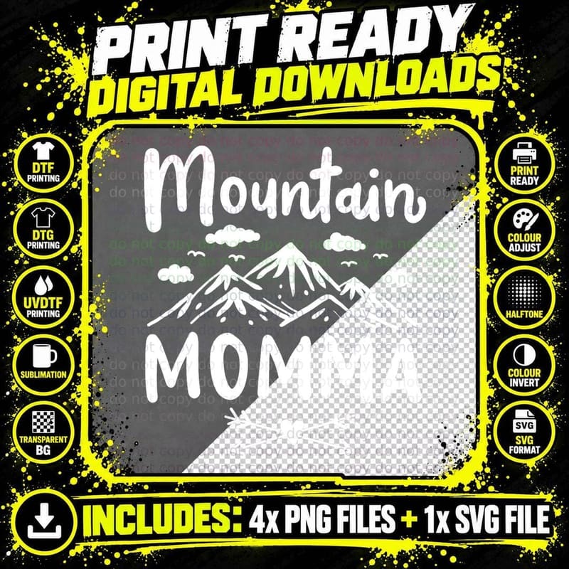 Mountain Momma Hiking T-Shirt, Adventure Style Png SVG Digital Bundle