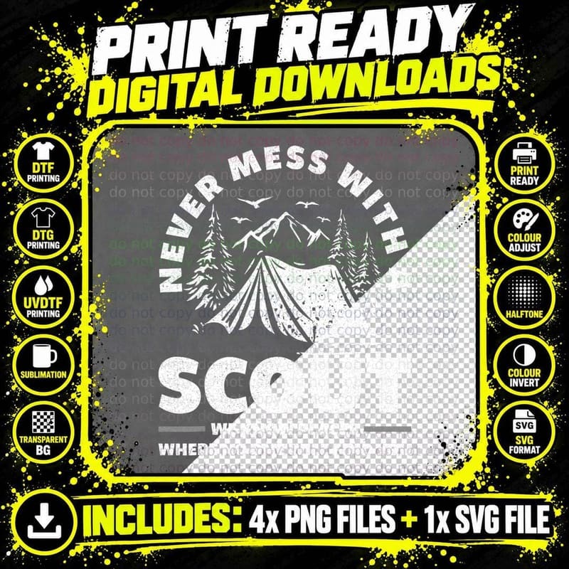 Never Mess with a Scout Funny Camping Proud Scout Png SVG Digital Bundle