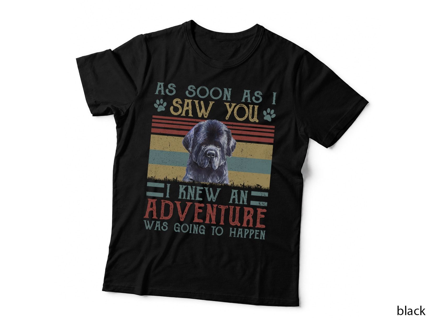 Newfoundland Dog T-Shirt, Vintage Adventure Style, Pet Lover Apparel