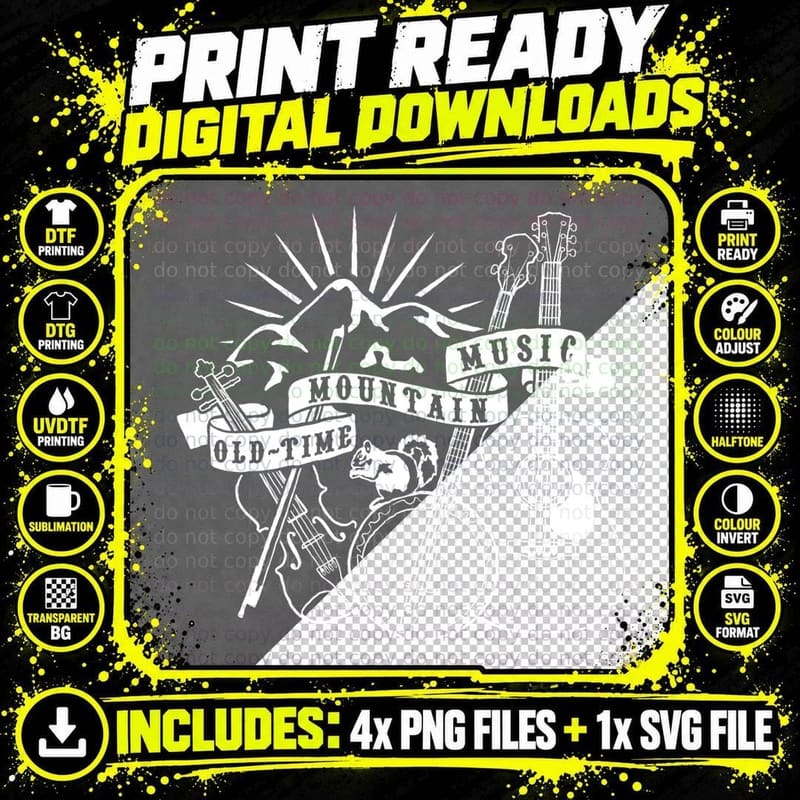 Old Time Mountain Music T-Shirt Png SVG Digital Bundle