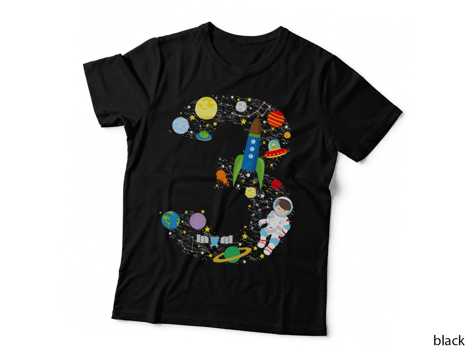 Outer Space Astronaut Third Birthday T-Shirt, Space Adventure