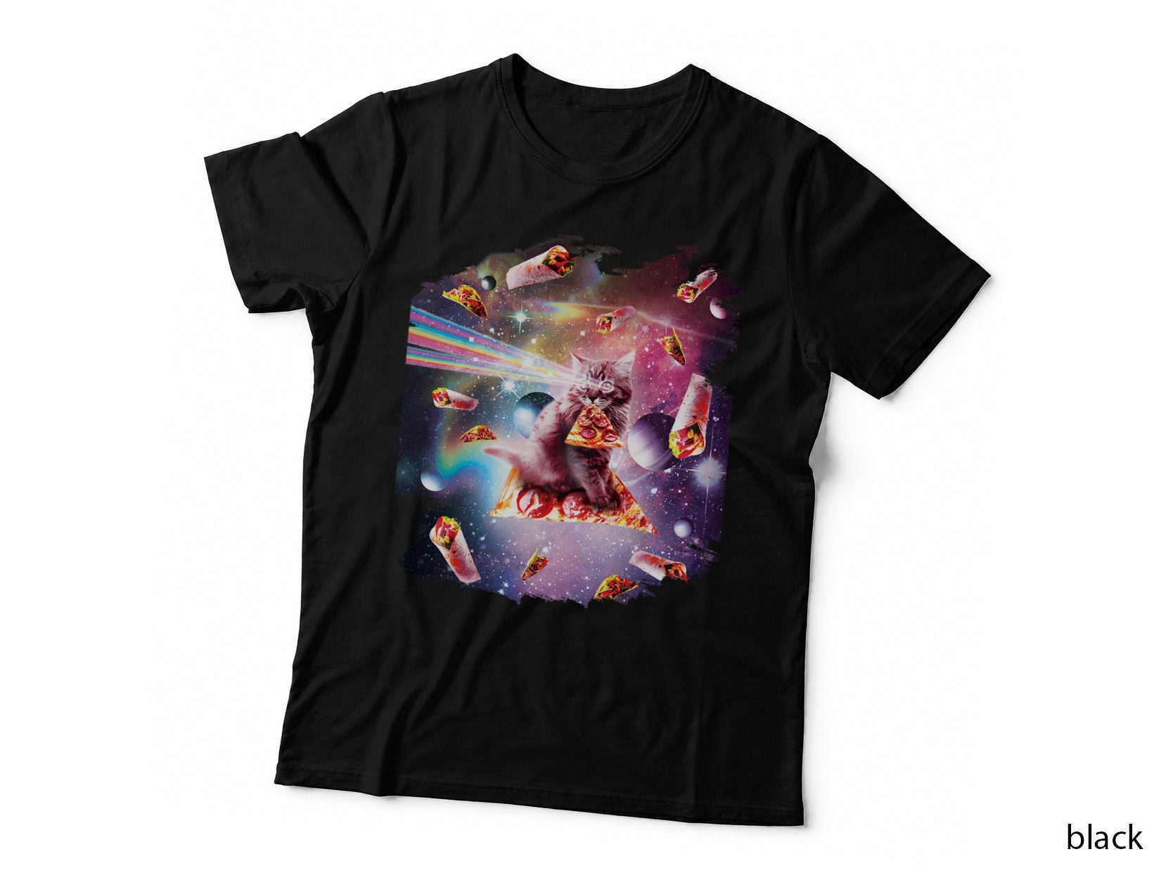 Outer Space Pizza Cat T-Shirt, Space Adventure, Cat Lovers Apparel