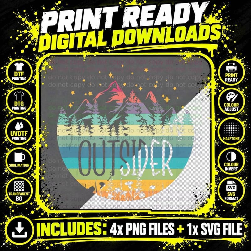 Outsider for Camping Lovers, Funny Outdoors Camping Png SVG Digital Bundle