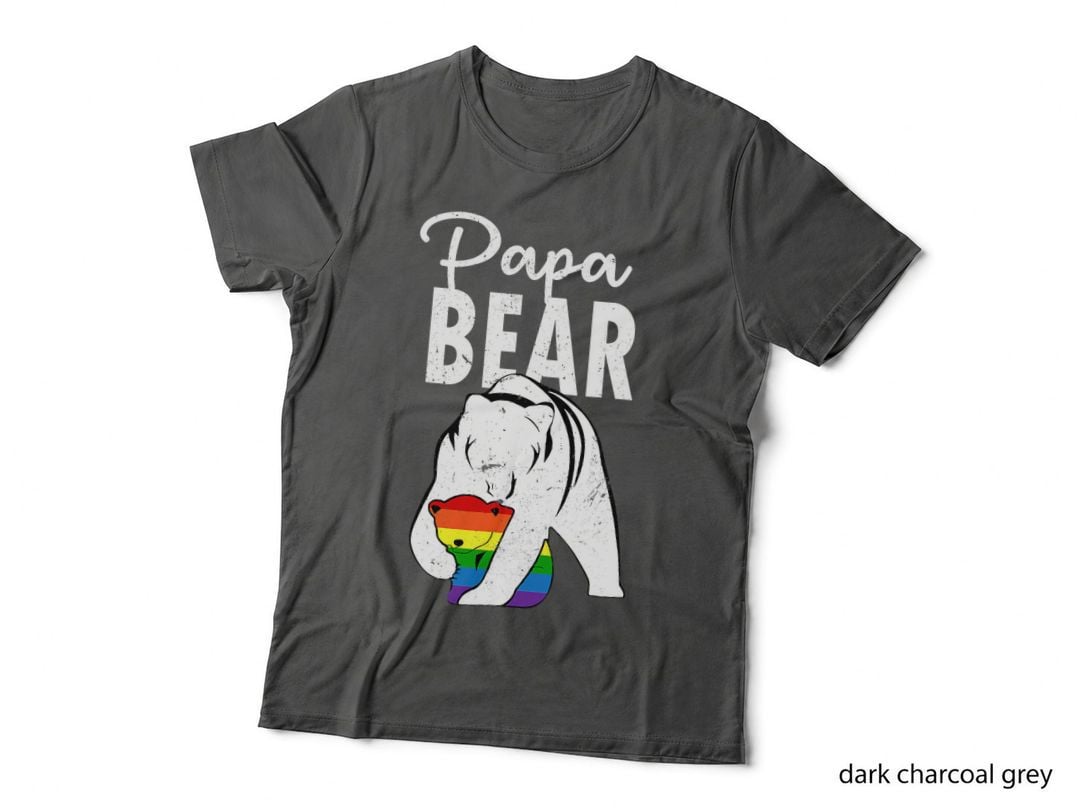 Papa Bear Gay Pride Rainbow Flag Lgbt Dad Camping Far Day T-Shirt