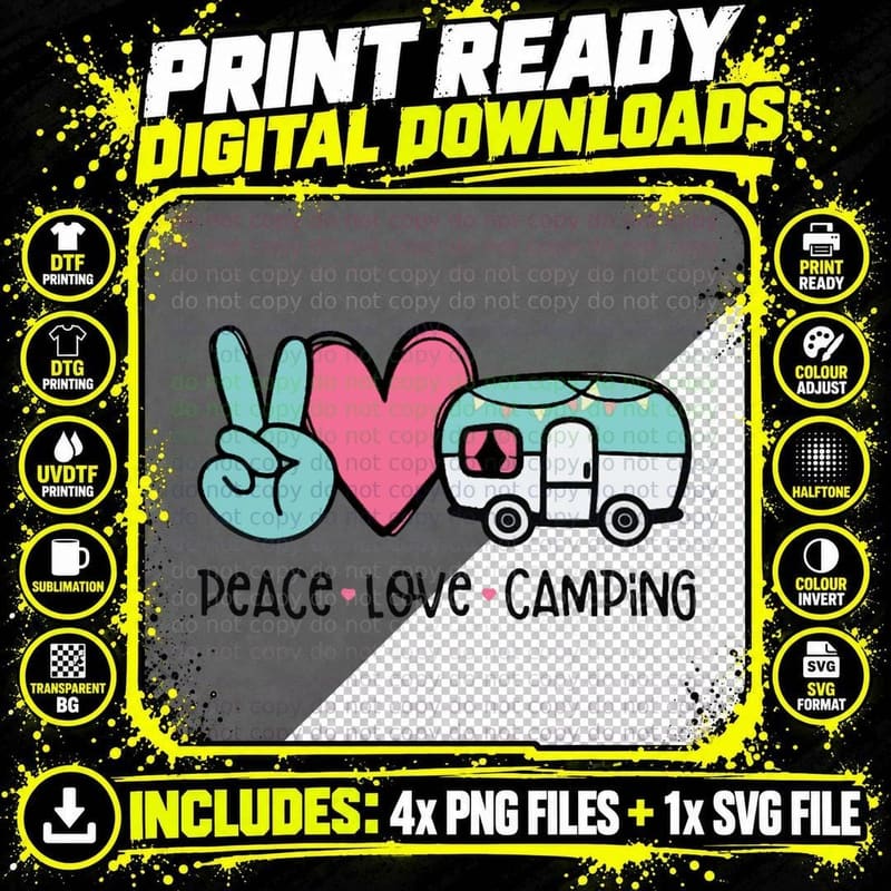 Peace Love Camping Leopard Matching Camping Lover Men Png SVG Digital Bundle