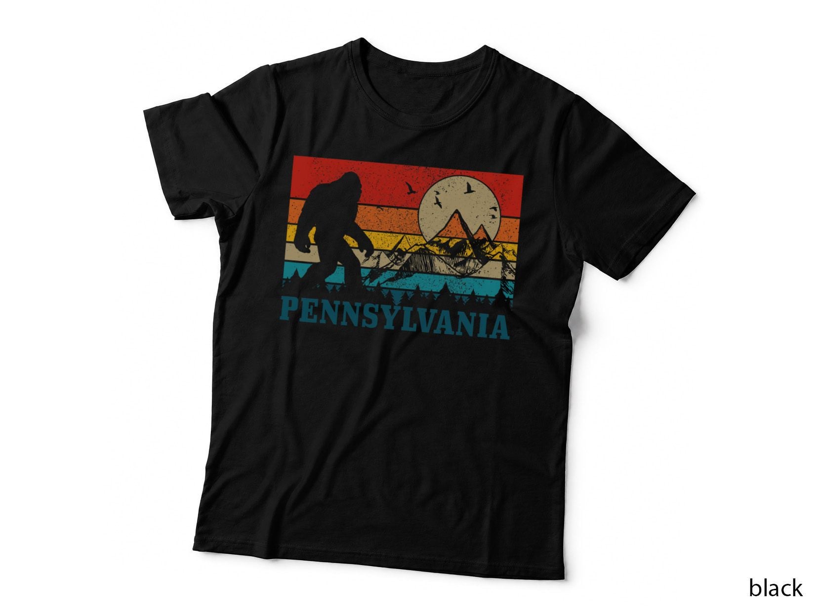 Pennsylvania Bigfoot Vintage Mountains Hiking Camping Gift T-Shirt