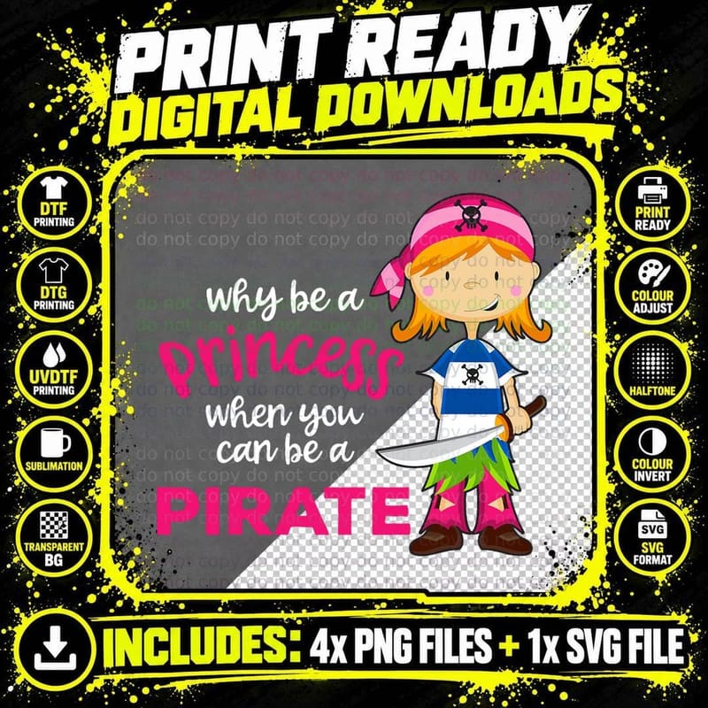 Pirate Girl T-Shirt, Adventure Style, Fun Fashion Png SVG Digital Bundle