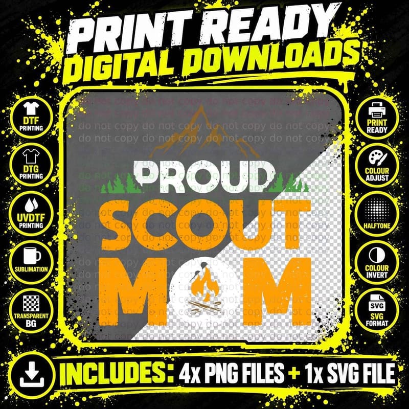 Proud Scout Mom Camping T-Shirt, Adventure Style Png SVG Digital Bundle