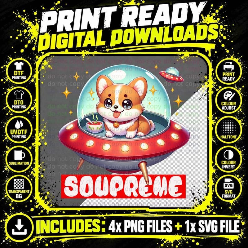 Puppy's Soupreme Space Adventure T-Shirt Png SVG Digital Bundle