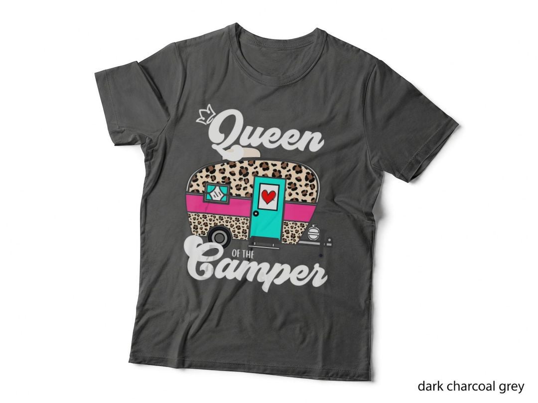 Queen of the Camper RV Camping Happy Camper Leopard Cheetah T-Shirt