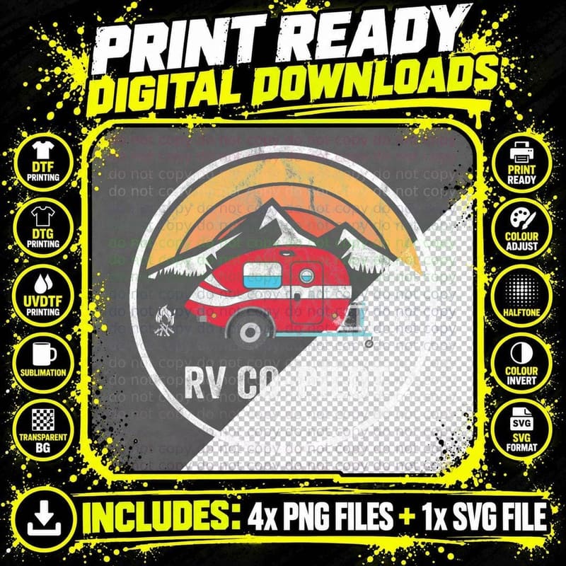 RV Co Pilot Motorhome Travel Vacation Vintage Retro Png SVG Digital Bundle