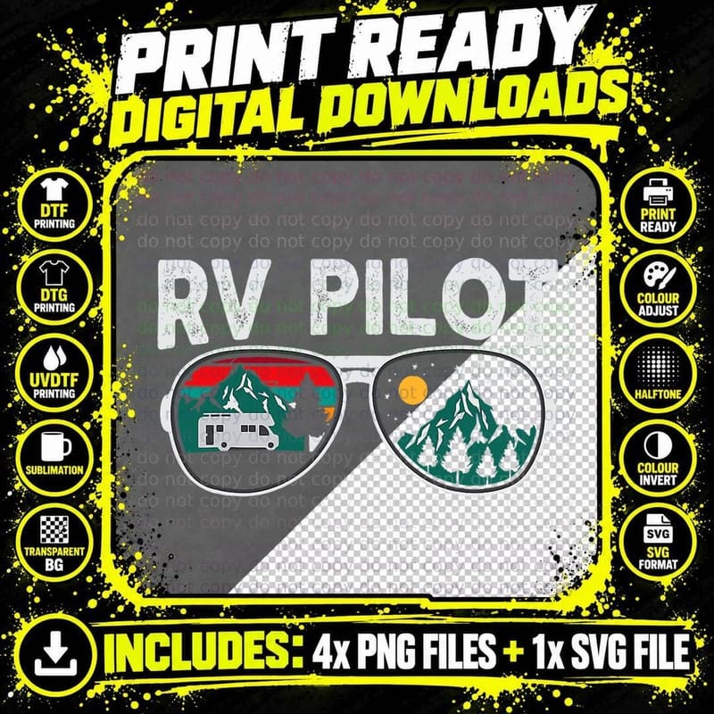 RV Pilot Camping Motorhome Travel Camper Vacation Png SVG Digital Bundle