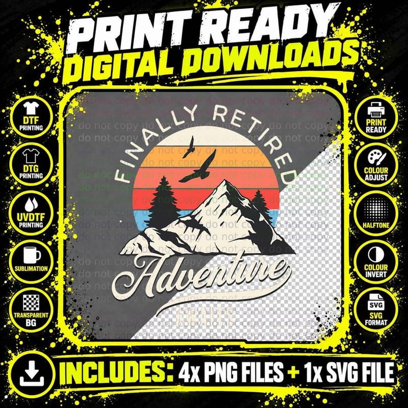 Retirement Adventure T-Shirt, Finally Retired Png SVG Digital Bundle