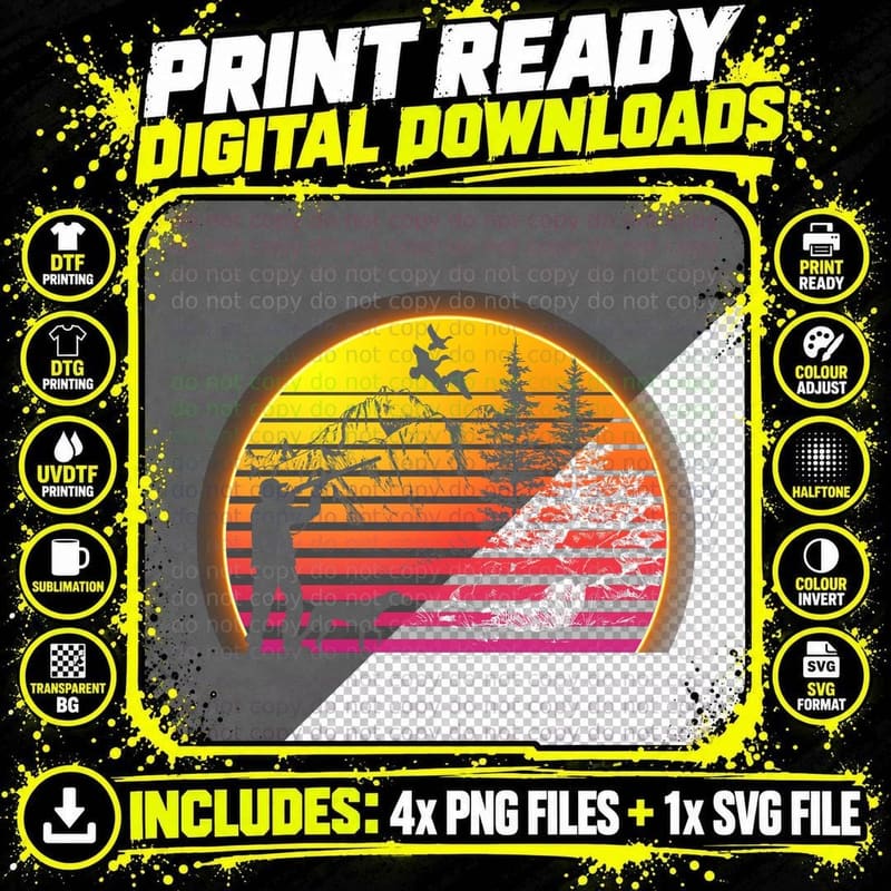 Retro Duck Hunting T-Shirt, Vintage Hunting Theme Png SVG Digital Bundle