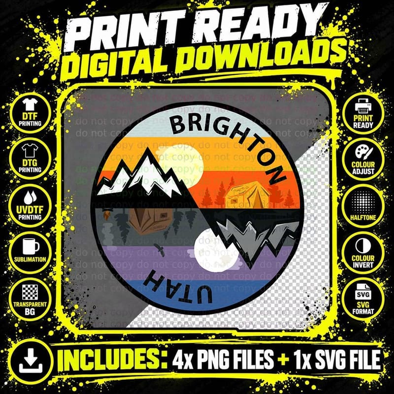 Retro Vintage Brighton, Utah Souvenir Camping T-Shirt Png SVG Digital Bundle