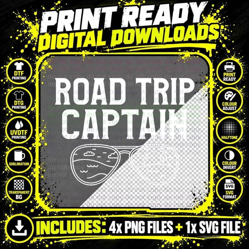 Road Trip Captain Camper Motorhome Trailer Camping Png SVG Digital Bundle