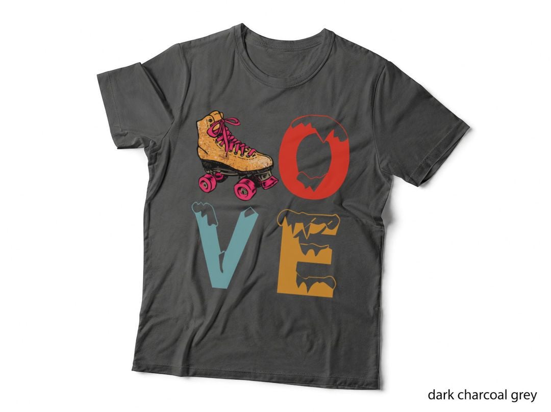 Roller Derby Skate Love T-Shirt, Vintage Style, Skateboarder Gift
