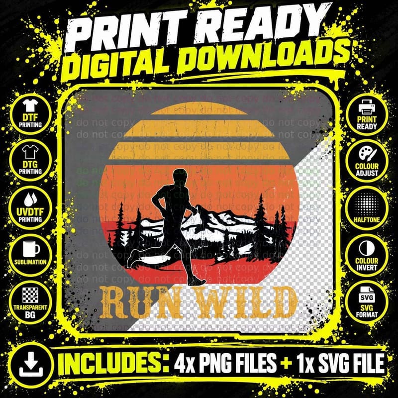 Run Wild T-Shirt, Adventure Runners, Outdoor Enthusiasts Png SVG Digital Bundle