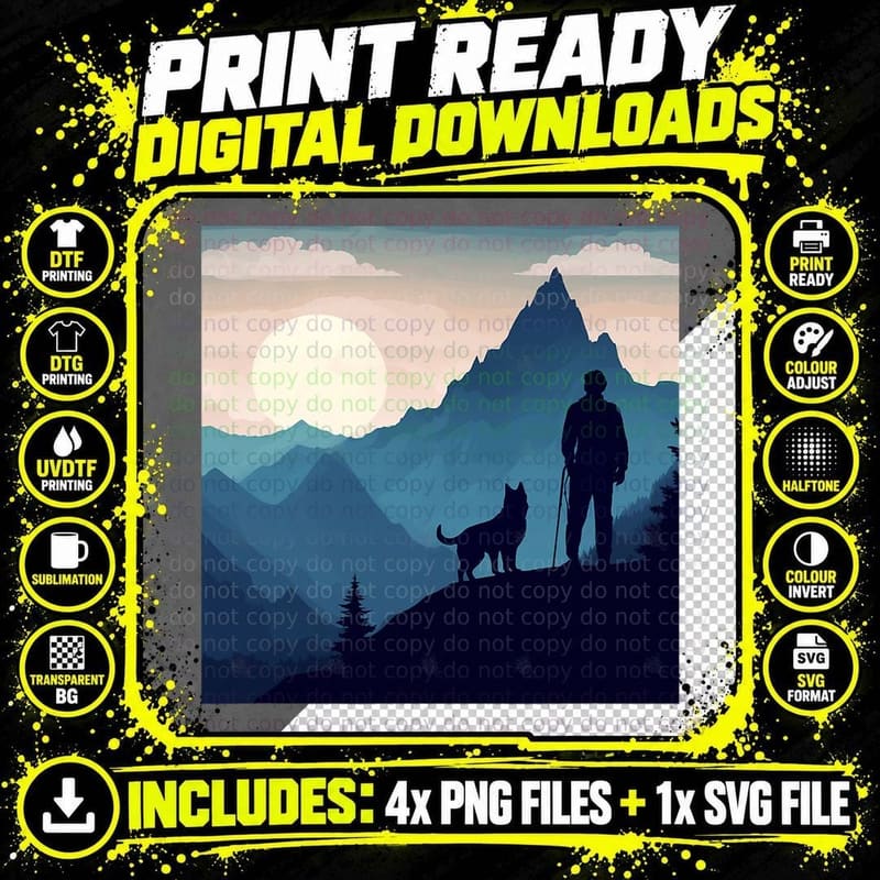 Scenic Mountain Hiking with German Shepherd T-Shirt Png SVG Digital Bundle